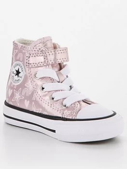 Converse Chuck Taylor All Star 1v Hi Infant Trainer - Pink/White, Size 5