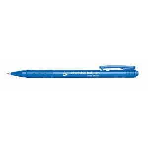 5 Star Office Retractable Ball Pen Medium 1.0mm Tip 0.7mm Line Blue Pack of 20