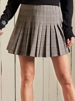 Superdry Check Mini Skirt - Grey, Pink, Size 12, Women