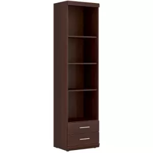 Furniture To Go - Imperial Tall 2 Drawer Narrow Cabinet with Open Shelving in Dark Mahogany Melamine - Dark Mahogany Melamine