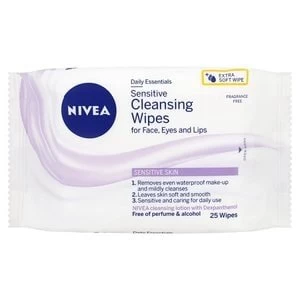 Nivea Daily Essentials Wipes Sensitive 25s