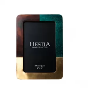 Hestia Malachtite Green, Brown & Gold Resin Photo Frame 4x6"