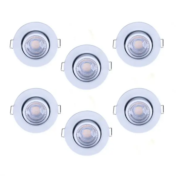 Luceco Luceco F-Eco 5W Warm White Dimmable LED Fire Rated Adjustable Downlight - White - Pack of 6