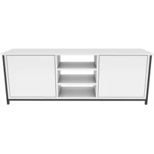Decorotika - Otis Modern tv Stand, tv Unit, tv Cabinet Storage With Open Shelves - Black And White - Black / White