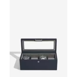 Stackers Navy Blue 4 Piece Watch Box, Cotton