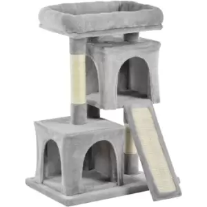 Pawhut - Cat Tree for Indoor Cats Activity Center Kitten Scratching Post Climbing Tower Grey 59 x 39 x 83 cm