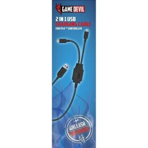 Game Devil 2 in 1 USB Charging Cable PS4