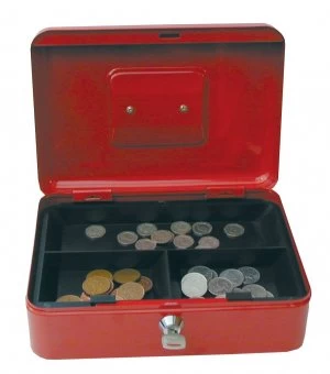 Value 25cm 10" key lock Metal Cash Box Red
