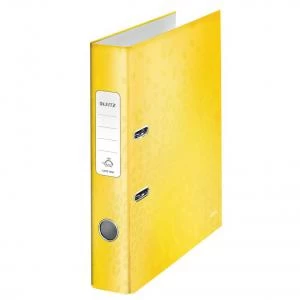 Leitz 180&deg; WOW Laminated Lever Arch File. 50 mm. A4. Yellow. -