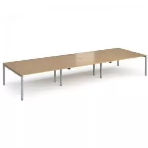 Adapt triple back to back desks 4800mm x 1600mm - silver frame and oak
