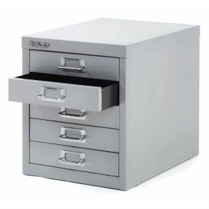 Bisley 5-Drawer Desktop Filing Cabinet - Silver