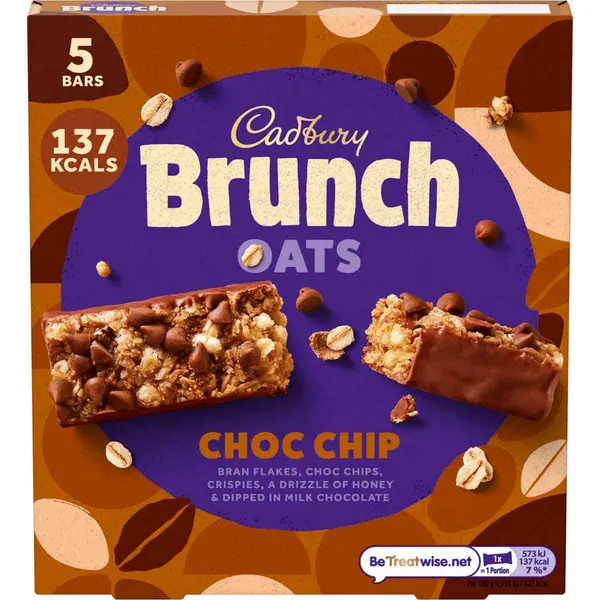 Cadbury Gifts Direct Cadbury Brunch Oats Choc Chip Bars Pack of 5 4273944