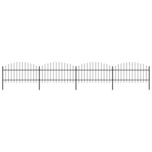 Vidaxl Garden Fence With Spear Top Steel (1-1.25)x6.8 M Black