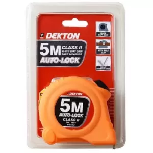 Dekton - DT55162 Soft Grip Auto Lock Tape Measure 5m Hi-Vis Orange