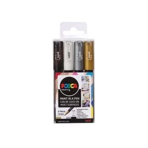 Posca Paint Marker Pen Set Mono Tones Extra Fine Tip Pack of 4