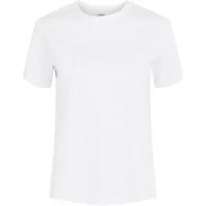 Pieces Cotton T-Shirt With Fold Up Sleeves - White