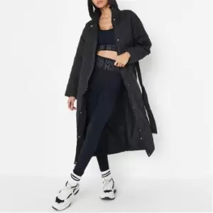 Missguided Tall Onion Skin Quilted Longline Puffer - Black