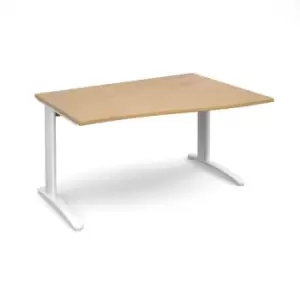 Office Desk Right Hand Wave Desk 1400mm Oak Top With White Frame TR10