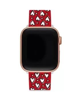 kate spade new york Red Heart Print Silicone Strap for Apple Watch, 38/40/41mm