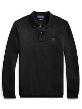 Ralph Lauren Boys Slim Long Sleeve Polo Shirt - Black, Size 7 Years=S