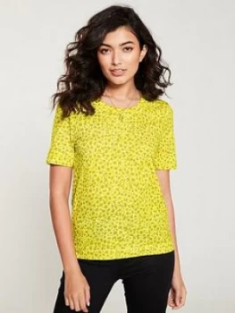 WHISTLES Clouded Leopard Print Rosa Tee - Yellow/Multi, Yellow/Multi Size M Women
