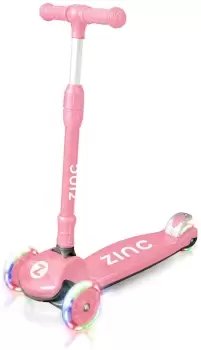 Zinc Three Wheeled Folding Light Up T-motion Scooter - Pink