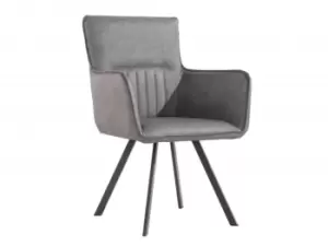 Kenmore Faris Carver Grey Faux Leather Dining Chair