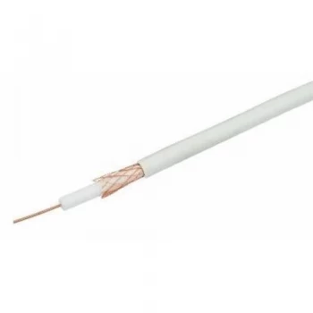 Labgear White Single 1mm CCS C55 Digital TV Coax Aerial Cable With Foam Filled PE and Copper Braid - 25 Meter