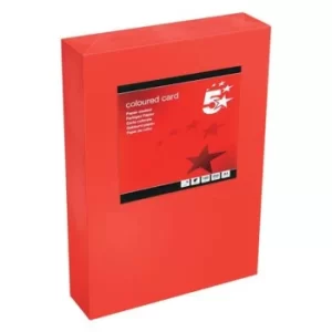 5 Star Office Coloured Card Tinted 160gsm A4 Deep Red [Pack 250]