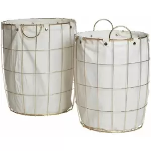 Premier Housewares Round Gold Wire Laundry Basket - Set of 2