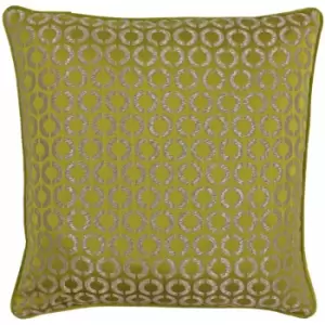 Riva Paoletti Piccadilly Geometric Circle Jacquard Weave Cushion Cover, Gold/Plum, 50 x 50 Cm