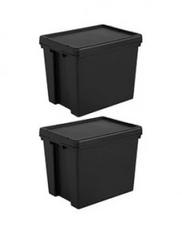 Wham Set Of 2 Heavy Duty Recycled Plastic Storage Boxes ; 24 Litres Each