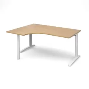 Office Desk Left Hand Corner Desk 1600mm Oak Top With White Frame 1200mm Depth TR10 TBEL16WO