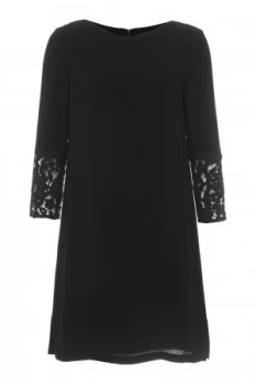 French Connection Ensor Crepe Embroidered Tunic Dress Black