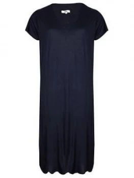 Evans Flutter Sleeve Long Nightdress - Navy, Size 14-16, Women