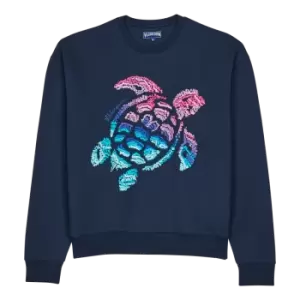 Men Cotton Sweatshirt Embroidered Turtle - Sweet - Blue - Size S - Vilebrequin