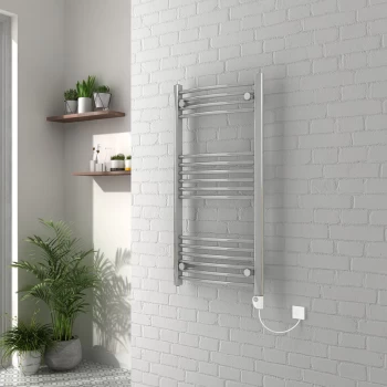 Vienna 1000 x 500mm Curved Chrome Electric Heated Thermostatic Towel Rail - please select - please select