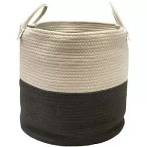 Cotton Rope Woven Storage Basket Collapsible Laundry Basket Nursery Organiser [Dark Grey,Medium]