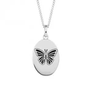 Butterfly Engraved Oval Disc Pendant GP2335