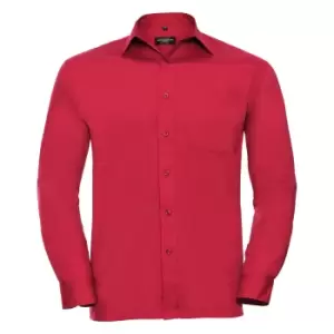 Russell Collection Mens Long Sleeve Shirt (16-16.5) (Classic Red)