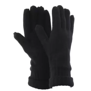 FLOSO Mens Thinsulate Knitted Winter Gloves (3M 40g) (One Size Fits All) (Black)