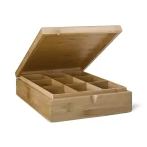 Bredemeijer Tea Box in Bamboo with 9 Inner Compartments No Window in Lid in Natu
