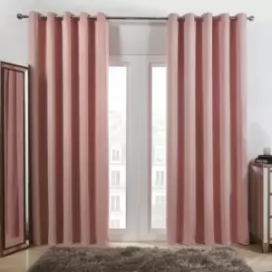 Dreamscene Eyelet Blackout Curtains Pair Of Thermal Ring Top Ready Made Luxury Blush Pink 66" Wide X 54" Drop