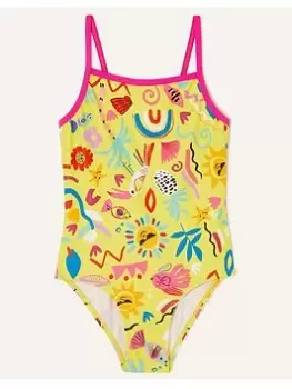 Accessorize Girls Sunshine Print Swimsuit - Yellow, Yellow, Size Age: 5-6 Years, Women