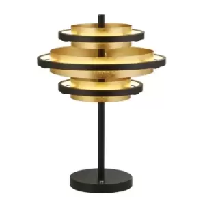 Hive Black/Gold Leaf 3 Light LED Table Lamp 2700K