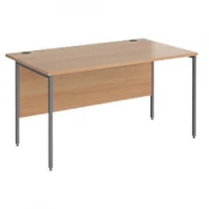 Rectangular Straight Desk with Beech Coloured MFC Top and Graphite H-Frame Legs Contract 25 1400 x 800 x 725mm