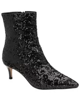 Ravel Currans Black Sequin Heeled Ankle Boot, Black, Size 8, Women