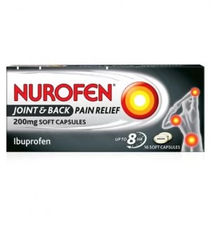 Nurofen Joint & Back Pain Relief 200mg 16 Soft Capsules