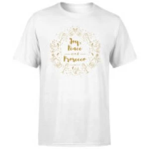 Joy, Peace And Prosecco T-Shirt - White - 4XL