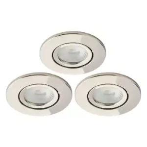 Spa Como LED Tiltable Fire Rated Downlight 5W Dimmable 3 Pack Cool White Satin Nickel IP65
